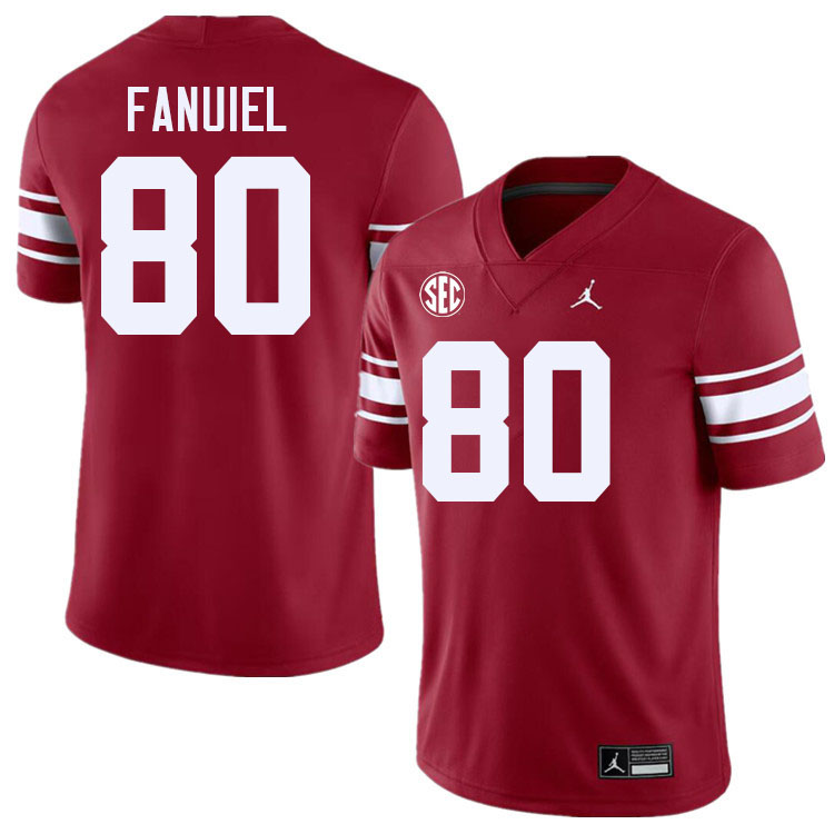 #80 Josh Fanuiel Oklahoma Sooners 2024 SEC Conference College Football Jerseys-Throwback